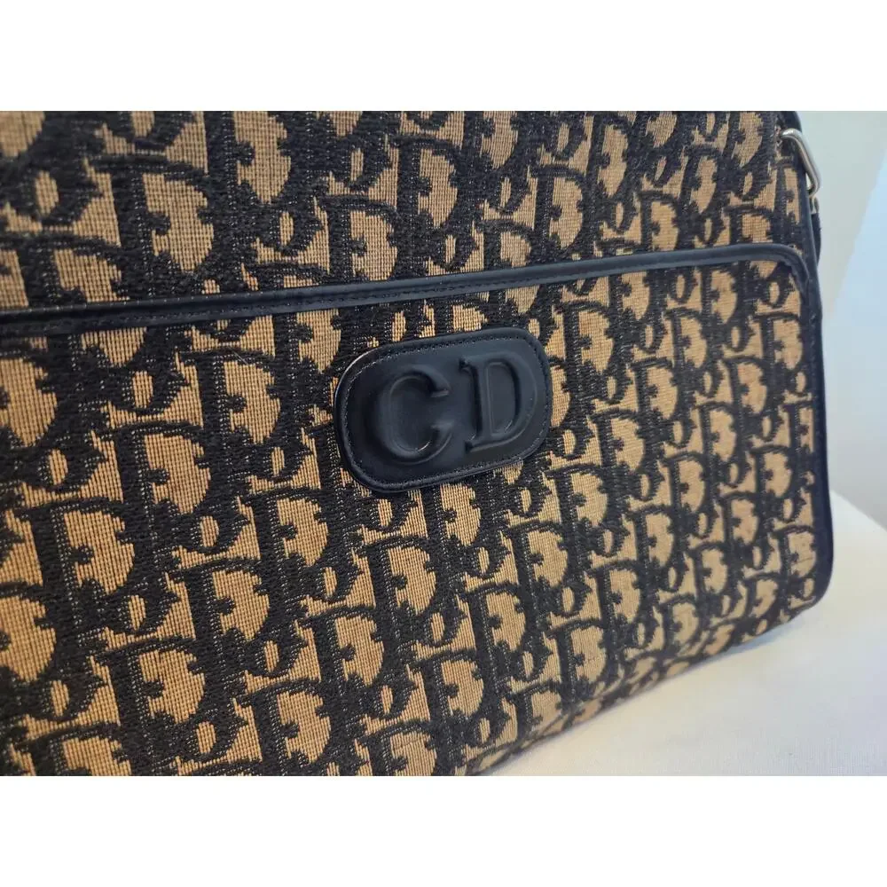 Christian Dior Trotter Monogram Shoulder Bag Navy Canvas CD Logo Vintage - Picture 15 of 16